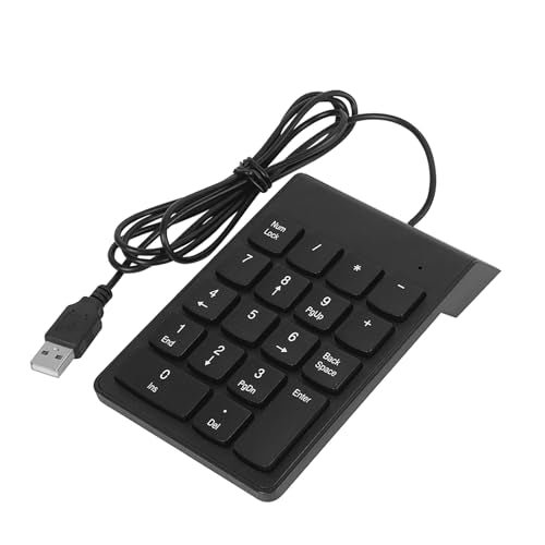 cimetech Wired Number Keypad, 18 Key USB Numeric Pad Keyboard for Laptop PC Computer Desktop Surface Pro Notebook - color: Wired-Black