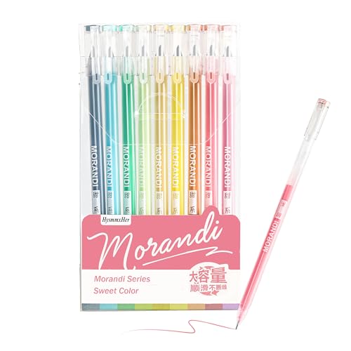 9 Colored Gel Pens Set, 0.6mm Fine Point for Black Paper & White Paper, Pens for Journaling, Adult Coloring Books, Bible, Drawing, Note Taking, Art & Journaling Supplies (Morandi-Sweet Color) - color: Morandi-Sweet Color
