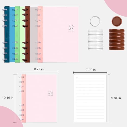 CAGIE Discbound Notebook - Customizable Notebooks 7 x 10 inch with Removable Pages 100 gsm, B5 Notebook for School with Poly Cover, 100 Pages Discbound Planner Wide Ruled, Pink - color: Pink, size: B5