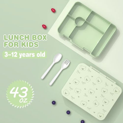 ACESAK Backpack for Girls with Bento Box - 4 PCS Cute Girls Backpack with Lunch Box, Pencil Case & Bento Box Set - 43oz Leakproof Lunch Box Kids Snack Containers Set Back to School Supplies (Green) - color: Green