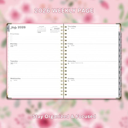 Planner 2026-2027, Weekly and Monthly Academic Planner, Jul 2026 - Jul 2027, 8.5"x11" Large Hardcover Daily Planner Calendar with Tabs for Women, Year Planning Agenda for Teacher and Student (Pink) - color: Pink