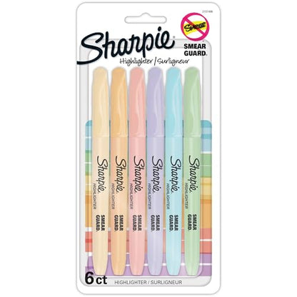 Sharpie® Accent Pocket Highlighters, Chisel Tip, Assorted Barrels, Assorted Mild Pastel Ink, Pack Of 6 Highlighters
