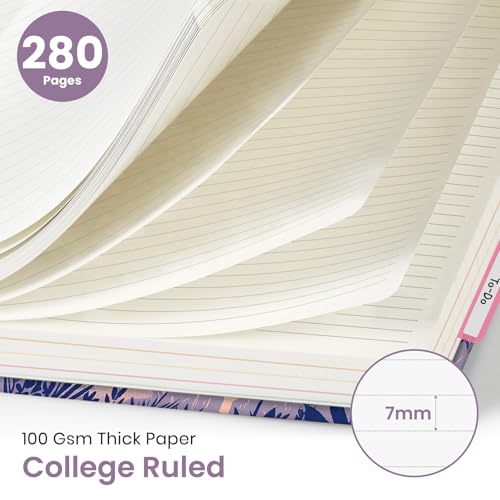 Large Spiral Lined Notebook for Work with Dividers & Tabs, 8.5"x11" Hardcover 5 Subject Notebook, College Ruled, 280 Pages, Savanna Tales - color: M - Savanna Tales