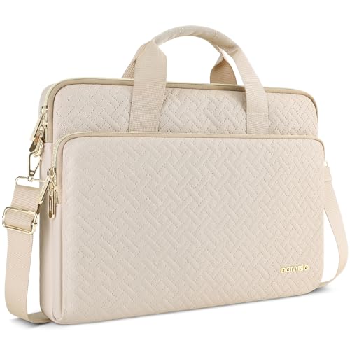 DOMISO 17 inch Laptop Sleeve Protective Case Cover Compatible with 17-17.3 inch HP Dell ASUS Lenovo Chromebook,Waterproof Computer Cases Bag with Shoulder Strap,Beige - color: Beige, size: 17 inch