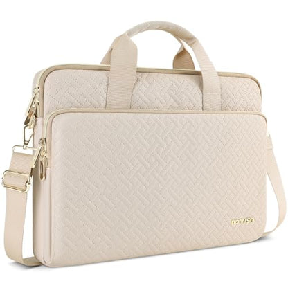 DOMISO 17 inch Laptop Sleeve Protective Case Cover Compatible with 17-17.3 inch HP Dell ASUS Lenovo Chromebook,Waterproof Computer Cases Bag with Shoulder Strap,Beige - color: Beige, size: 17 inch