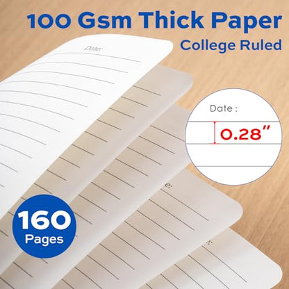 deli Navy Blue Lined Spiral Journal Notebook, 160 Pages, A5 (5.5"x8") Hardcover Writing Notebook, College Ruled Spiral Bound Journal for Women & Men - Perfect for Work, School, Office & Note Taking - color: Navy Blue