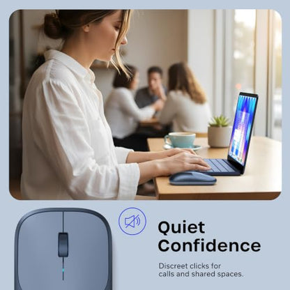 Satechi Slim EX Wireless Mouse, Multi-Device Bluetooth & 2.4GHz Connection for macOS, Windows, iPadOS, and Android, Quiet Clicks, Anodized Aluminum Shell, USB-C Rechargeable Battery, Indigo - color: Indigo