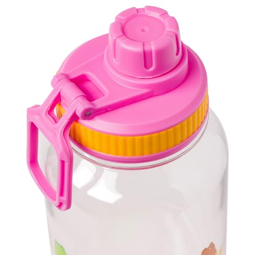 Silver Buffalo Care Bears Twist Spout, Plastic Water Bottle, 32oz | Includes Sticker Set, You Stick Yourself, 0.95 Liters - color: Care Bears Rainbow Heart