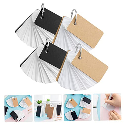 Tofficu Student Cards Set 4Pcs Portable Blank Memory Cards Binder Rings Kraft for Learning and Study Supplies