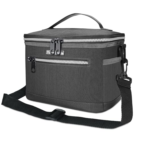 Tirrinia Insulated Lunch Box for Men/Women, Leakproof Lunch Bag for School Work, Large Lunch Tote Kids Boys Girls Back to School, Soft Reusable Cooler Office Picnic Beach Camping with Shoulder Strap - color: Dark Gray, size: Medium - 7.8L