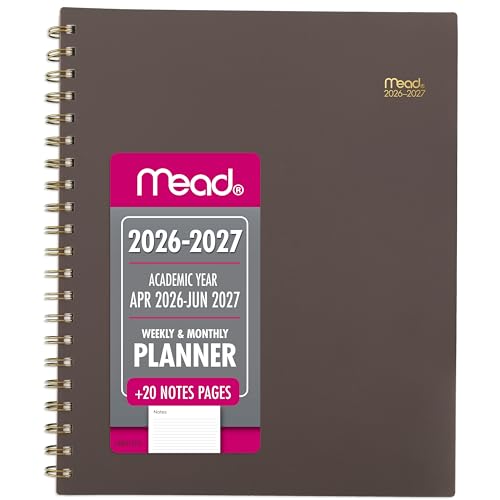 Mead Planner 2026-2027 Weekly & Monthly Academic 15-Month April-June, 8.5" x 11", Ground Coffee (CAW62004) - color: Ground Coffee, size: 8.5"W x 11"H, style: 2026-2027