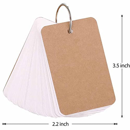 Primbeeks 8 Pack Multicolor Index Cards with Binding Rings, 320 Sheets 2.2 x 3.5 Inches Flash Cards, Double-sided Available Study Cards, Easy Flip DIY Greeting Card, Note Cards, Kraft Paper Cards