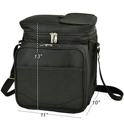 Picnic at Ascot Original Insulated Picnic Basket/Cooler Equipped with Service for 2- Designed, Assembled & Quality Approved in the USA - color: Charcoal
