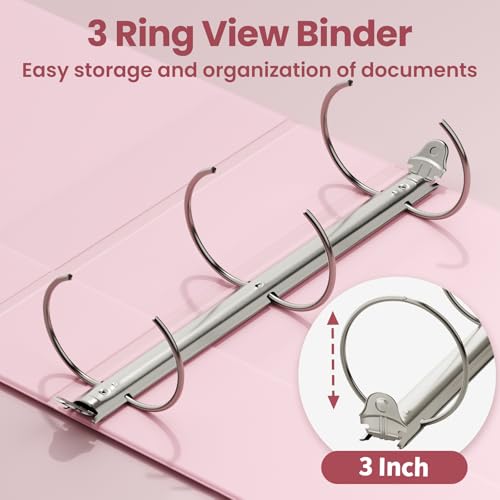 SUNEE 7.6cm(3인치) 바인더 3링 6팩, 대형 7.6cm(3인치) 클리어 뷰 3링 바인더, PVC 프리, 학교 또는 사무용품용, 파스텔 모음 - color: 파스텔 모음, size: 3인치