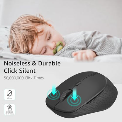Rapoo M300G Silent Wireless Mouse, Bluetooth Mouse for Laptop, 2.4GHz with USB Receiver, 2400 Adjustable DPI Optical Tracking, 1 Year Battery Life, Compatible with PC, Black - color: Matte Black
