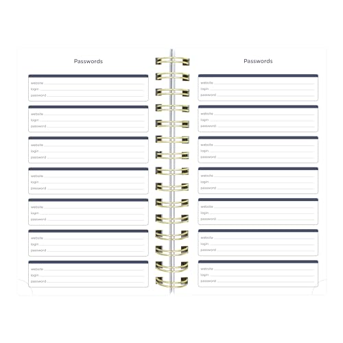 Blueline® Essential Academic Daily/Monthly Planner, August 2026 to July 2027, Gold Twin-Wire Binding, Poly Cover, 8" x 5", Nautical Design, Cabana (CA214PH.02) - color: Cabana