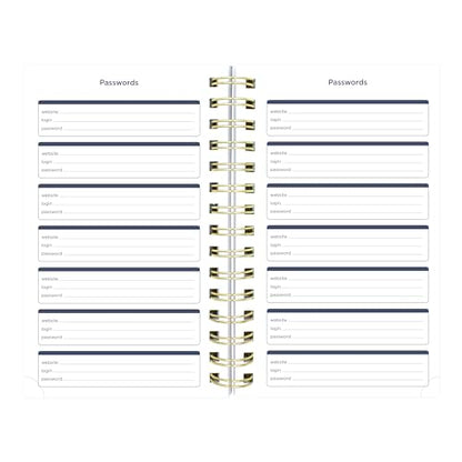Blueline® Essential Academic Daily/Monthly Planner, August 2026 to July 2027, Gold Twin-Wire Binding, Poly Cover, 8" x 5", Nautical Design, Cabana (CA214PH.02) - color: Cabana