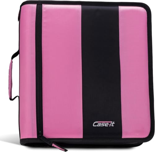 Case-it Classic Zipper Binder | 2-Inch O-Rings, 350 Sheet Capacity, Multiple Storage Pockets & Shoulder Strap | School & Office Organizer | D-251 Light Pink (Pack of 6) - color: Light Pink, size: 6 Pack
