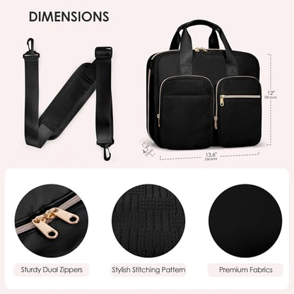 3 Ring Zipper Binder, 2 Inch Ring Binder Organizer Bag with Strap | Binder Bag Fits 13" Laptop & 500 Sheets, Detachable Shoulder Strap, Large Capacity Zip Up Portfolio Folder Bag for Office - color: Black