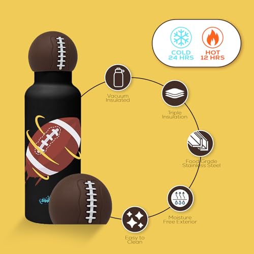 Game Time Football Water Bottle - Insulated Water bottle with Football Design for Enthusiasts – Stainless Steel Water Bottle with Leak Proof Design - 16oz - color: Football Bottle