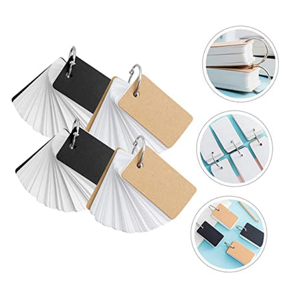 DOITOOL 4pcs Blank Flashcards with Binder Ring DIY Note Pads for Vocabulary Daily Planning and Creative Writing Black and Kraft Paper Memory Cards
