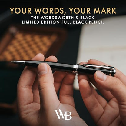 Wordsworth and Black Mechanical Pencil Graphite Lead- Stunning Luxury Metal Pencil, Black Lacquer Chrome Finish, 0.7mm Led, Best Gift Set for Men & Women, Professional Executive Office Pencils - color: Black Chrome