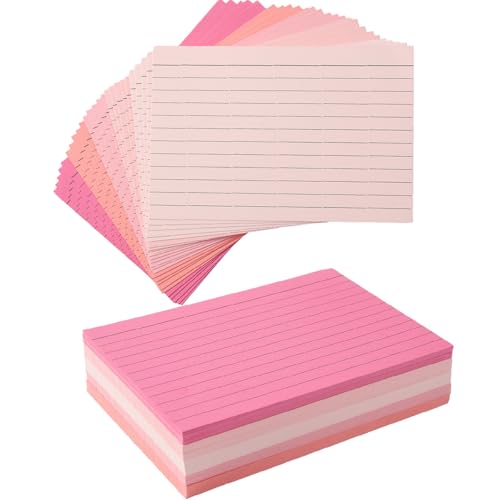 100 Sheets 4x6 Colored Ruled Note Cards Index Cards, 5 Pink | 250 GSM Heavy Flashcards for To Do List Cards, Accounting - color: 5 Pink, size: 4x6