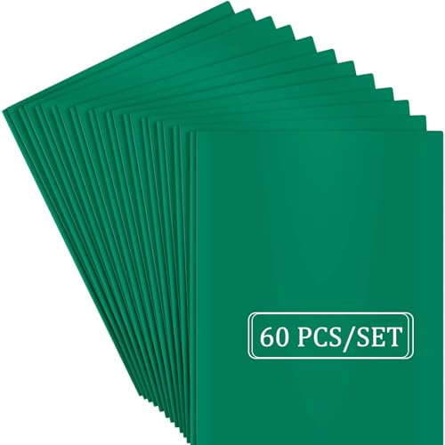 Heavy Duty Plastic Folder, 60 Pack, Pocket Folder with brads, Letter Size Poly File, Plastic Folders with 3 Prongs Fasteners - Green - color: Green, size: 60 PACK
