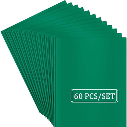 Heavy Duty Plastic Folder, 60 Pack, Pocket Folder with brads, Letter Size Poly File, Plastic Folders with 3 Prongs Fasteners - Green - color: Green, size: 60 PACK