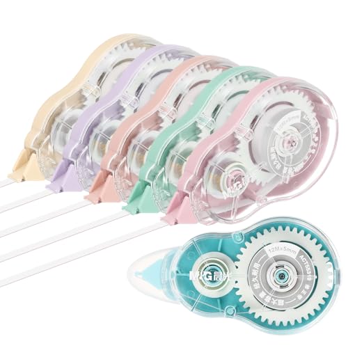 M&G 12Pcs 39 Ft Tape, Correction Tape Tear Resistant Whiteout Tape Easy to Use Instant Bulk Cute Transparent Dispenser for Classroom Office, Pastel Color