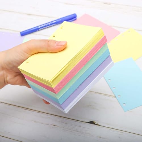 A8 Paper Refill 6 Colors A8 Planner Refill M5 Loose Leaf Binder Paper 300 Sheets Colored Blank Filler Papers A8 5 Ring Binder Inserts