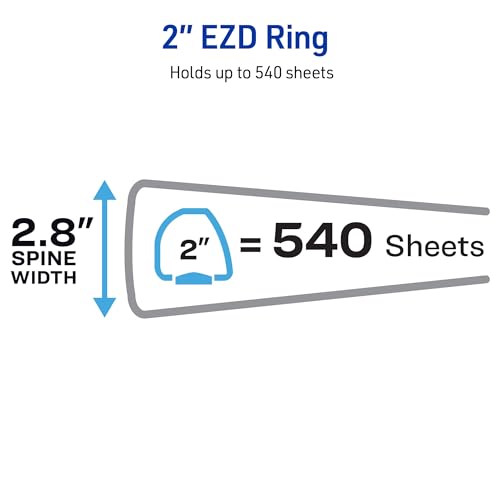 Avery Heavy-Duty View 3 Ring Binder, 2 Inch One Touch EZD Rings, 540-Sheet Capacity, 2.8 Inch Wide Spine, Versatile for Home, School, Office, 1 Red Binder (79225) - size: 0