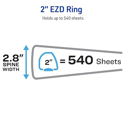 Avery Heavy-Duty View 3 Ring Binder, 2 Inch One Touch EZD Rings, 540-Sheet Capacity, 2.8 Inch Wide Spine, Versatile for Home, School, Office, 1 Red Binder (79225) - size: 0