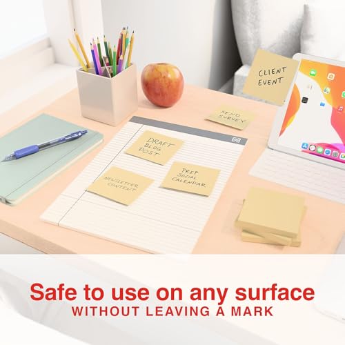Staples Sticky Notes, 3" x 3", Yellow, Recycled Paper, 1200 Sheets – Eco‑Friendly Self‑Stick Notes for Home, School & Office - size: 3'' x 3'', style: 12 Pack