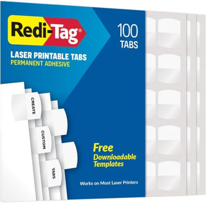 Redi-Tag Copier/Laser/Inkjet Index Dividers (RTG33117),White (Pack of 12) - size: 100 Tabs (Pack of 12)