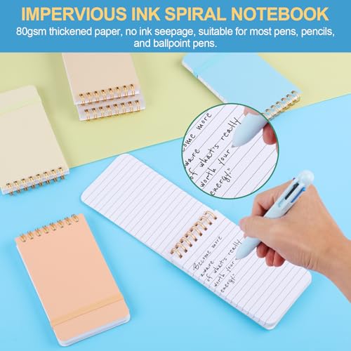 AZUREAL 6 PCS Small Spiral Notebook 3x5, Notebooks for Note Taking, Colorful Scheme Spiral Journal Notebook, Work Notebook Small Notebooks 3x5 with Strap, Cute Notebooks for Women 60Sheets/Note Books