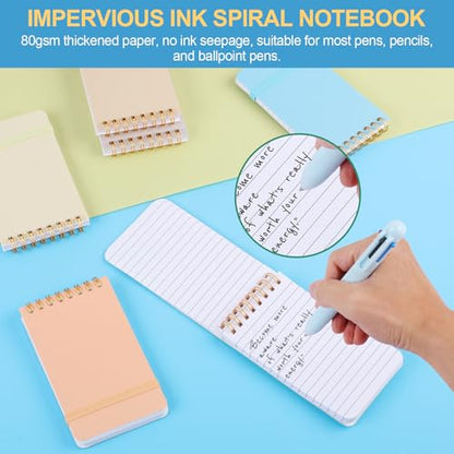 AZUREAL 6 PCS Small Spiral Notebook 3x5, Notebooks for Note Taking, Colorful Scheme Spiral Journal Notebook, Work Notebook Small Notebooks 3x5 with Strap, Cute Notebooks for Women 60Sheets/Note Books