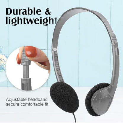 Flutesan 20 Pack Headphones Bulk Libraries Wired on Ear Headphones Over The Head Earphones for Boys Girls Adults(Gray) - color: Gray