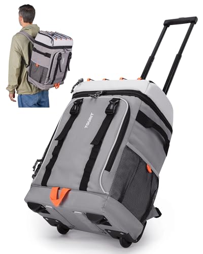 TOURIT 36/50 Cans Insulated Rolling Beach Cooler Backpack with Wheels | Leakproof Waterproof Rolling Backpack, Soft Beach Cooler for Outdoor Camping Picnic Travel - color: 02-Grey, style: 50 Cans