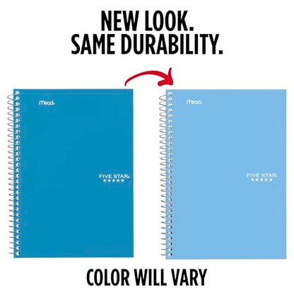 Five Star Spiral Notebook, 2 Subject, College Ruled Paper, 6" x 9.5", 80 Sheets, Blue (840029CG1) - color: Blue, size: Pack of 1