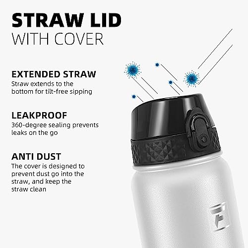 Fanhaw 20 Oz Kids Insulated Stainless Steel Water Bottle with Straw Lid, Leakproof & Anti-Dust Everyday Use Bottle for School, Women & Men, Back to School Essentials (White) - color: White, style: 20 Ounces
