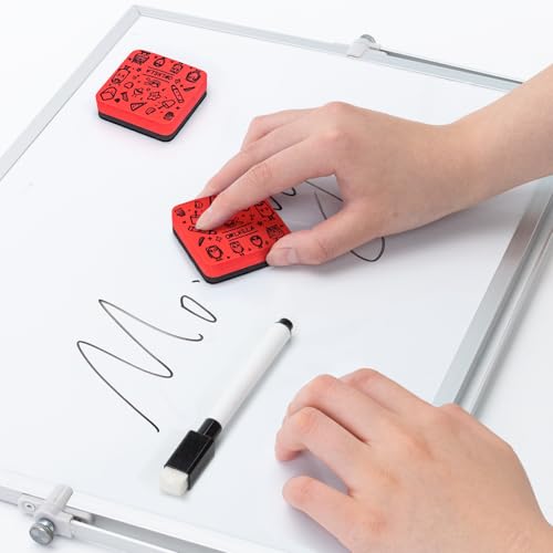 OWLKELA 30Pcs Dry Erase Erasers, Magnetic Whiteboard Eraser, Mini Whiteboard Cleaning Pads for Classroom, Office and Home, Red - color: Red, size: 30 Pcs