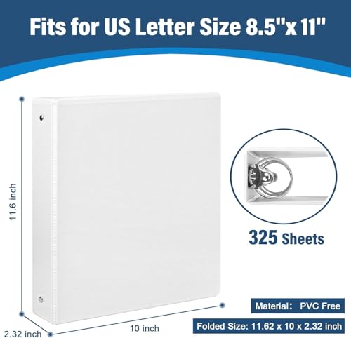 Bulk 10 Packs 1-1/2 -Inch 3-Ring Binder with Pockets, 1.5 inch Premium View Binders, Holds up to 325 Sheets US Letter Size 8.5 x 11'' for Office/Teachers/Students (White - 10 Packs) - color: White - 10 Packs