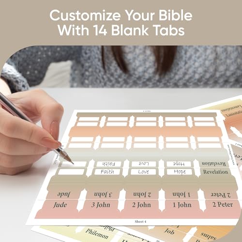 EssexWares - Boho Ombre Bible Tabs for Old and New Testament, 80 Large Print Tabs for Bible Study, Water-Resistant and Durable Index Tabs for Women and Men - 1.7" Wide - color: Boho Ombre