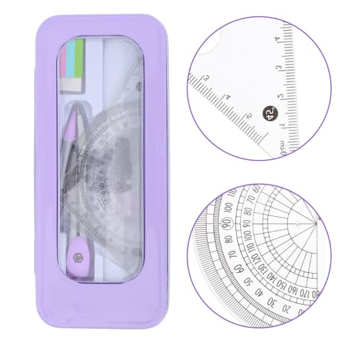 Baluue Student Geometry Kit Metal Compass and Plastic Protractor, Easy to Use and Resistant to Damage, for Math Projects and School Supplies