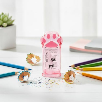 4Pcs Pink and Grey Manual Pencils Sharpeners Kids Cat Claw Pencil Sharpener Stationery with Lid for Office Home Supplies Pencil Sharpeners