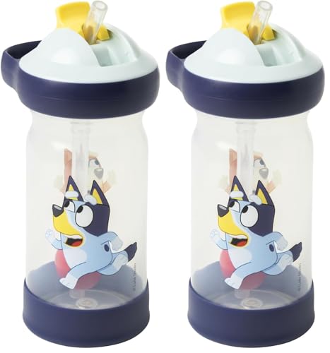 The First Years Bluey Sip & See Toddler Water Bottle - Includes Floating Charm - Toddler Cups with Straw - 12 Oz - Ages 24 Months and Up (Pack of 2) - size: 12 Ounces (Pack of 2)