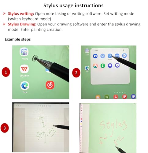2-in-1 Stylus Pen for Samsung Galaxy Tab A11/A11+/A9+/A9/A8/A8 Plus/A7/A7 Lite, Stylus for iPad Pro/iPhone/Fire HD/Surface Tables All Touch Devices (Black) - color: Black