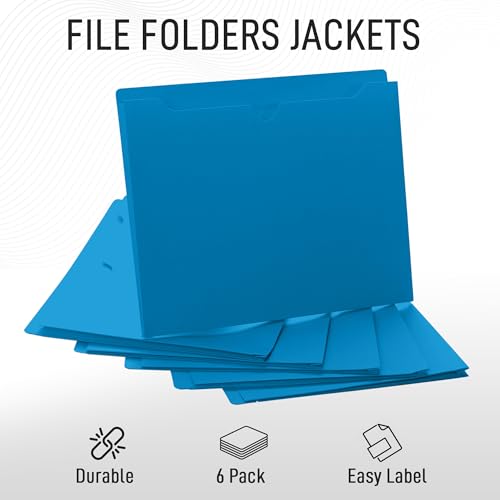 Blue File Jackets, 1 Inch Expansion, Letter Size, Reinforced Straight-Cut Tab, 6 Pack - color: Blue, style: 1 Inch Expansion