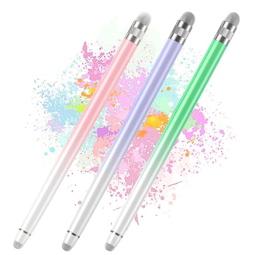 Bopomofo 3PCS Stylus Pen for Touchscreen,High Sensitivity & Precision | Metal Barrel,Fiber Tip,No Charging,Compatible with iPhone iPad Android Microsoft Surface Nintendo Switch Touch Screen - color: Purple/Pink/Green